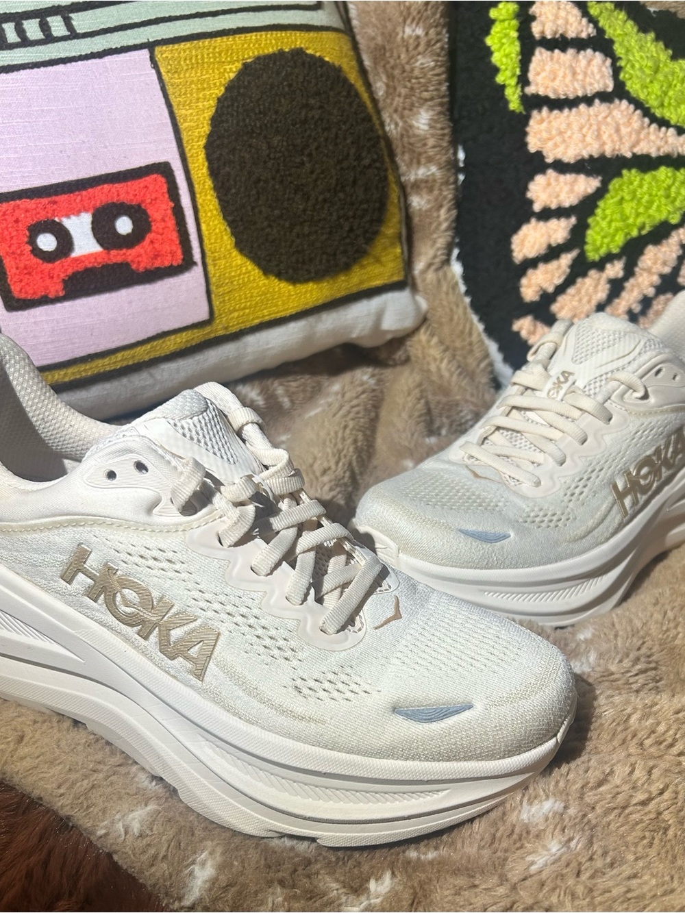 Hoka Women's Cream/Off-White Running Sneakers